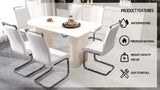 7-Piece Cream MDF Dining Table And Armless PU Chair Set - Omega Lifestyles