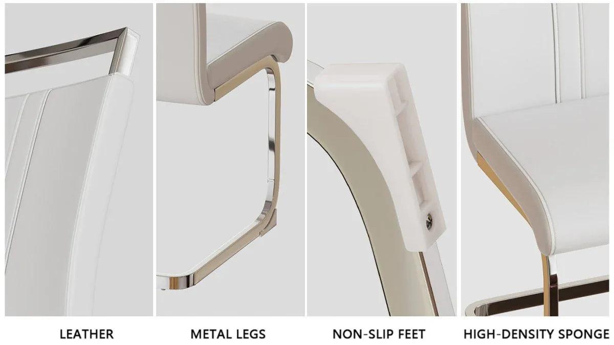 7-Piece Cream MDF Dining Table And Armless PU Chair Set - Omega Lifestyles