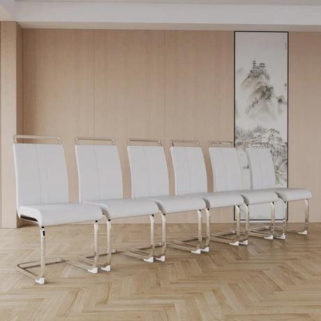 7-Piece Cream MDF Dining Table And Armless PU Chair Set - Omega Lifestyles