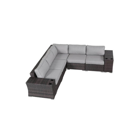 7 - Piece Fully Assembled Weather - Resistant Rattan Sectional Seating - Serenova - Omega Lifestyles
