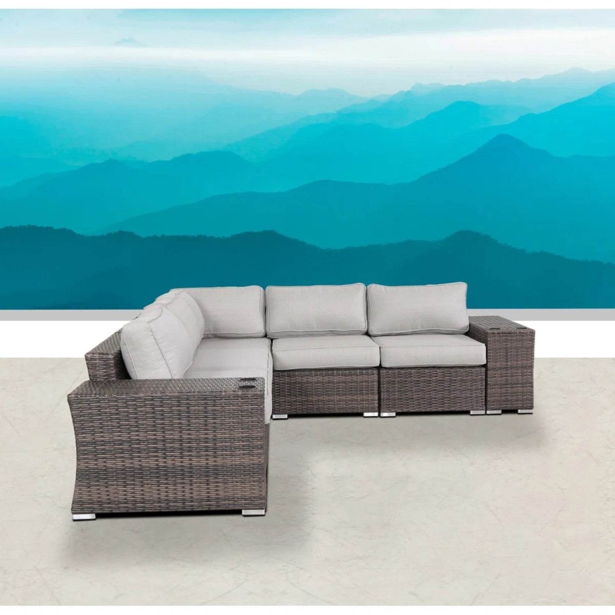 7 - Piece Fully Assembled Weather - Resistant Rattan Sectional Seating - Serenova - Omega Lifestyles