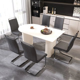7-Piece Modern Cream MDF Dining Table And Chairs Set - Omega Lifestyles