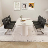 7-Piece Modern MDF Dining Table And PU Armless Chair Set - Omega Lifestyles