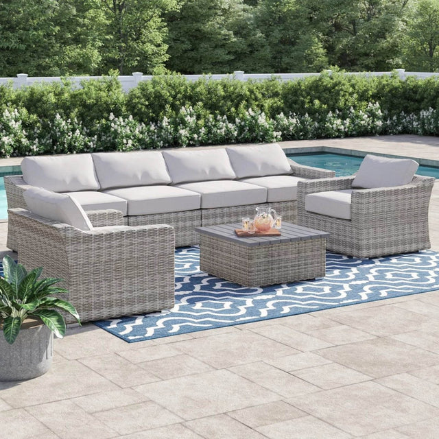 7-Piece Outdoor All-Weather Wicker Sectional Seating Group - Omega Lifestyles