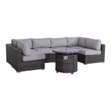 7 - Piece Wicker Outdoor Lounge Set With Cushions Fire Pit - Serenova - Omega Lifestyles