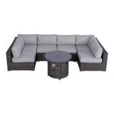 7 - Piece Wicker Outdoor Lounge Set With Cushions Fire Pit - Serenova - Omega Lifestyles