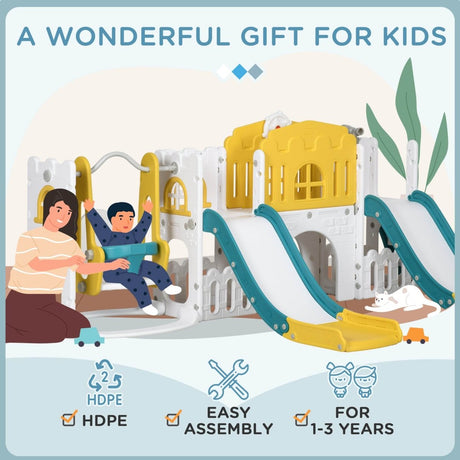 8 - in - 1 Toddler Slide Swing Set With Basketball Hoop - Serenova - Omega Lifestyles