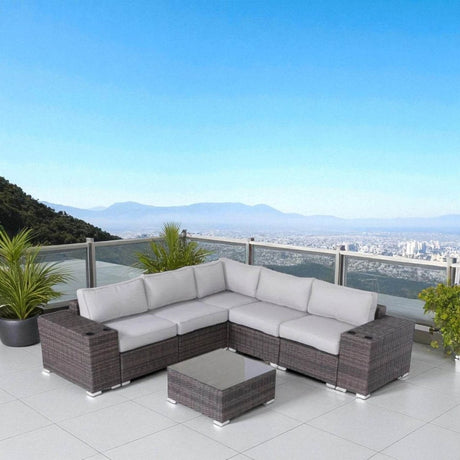 8 - Piece Espresso Brown Weather - Resistant Wicker Patio Furniture Set - Serenova - Omega Lifestyles