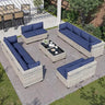 8-Piece Navy Blue PE Wicker Rattan Outdoor Furniture Set - Omega Lifestyles