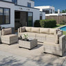 8-Piece Navy Blue PE Wicker Rattan Outdoor Furniture Set - Omega Lifestyles