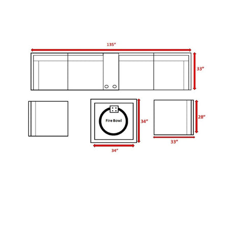 8 - Piece Pre - Assembled Outdoor Patio Seating Set With Fire Pit - Serenova - Omega Lifestyles