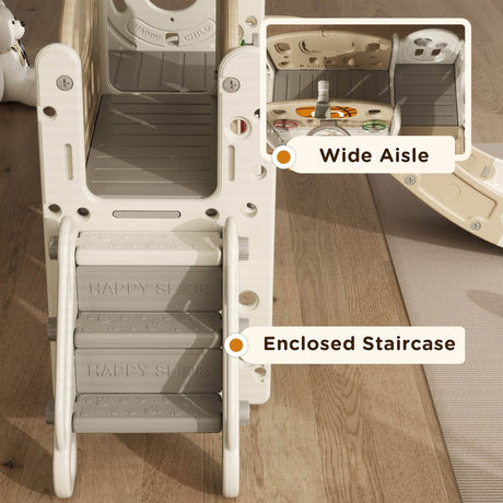 9 - In - 1 Indoor Kids Slide With Climber Basketball Hoop - Serenova - Omega Lifestyles