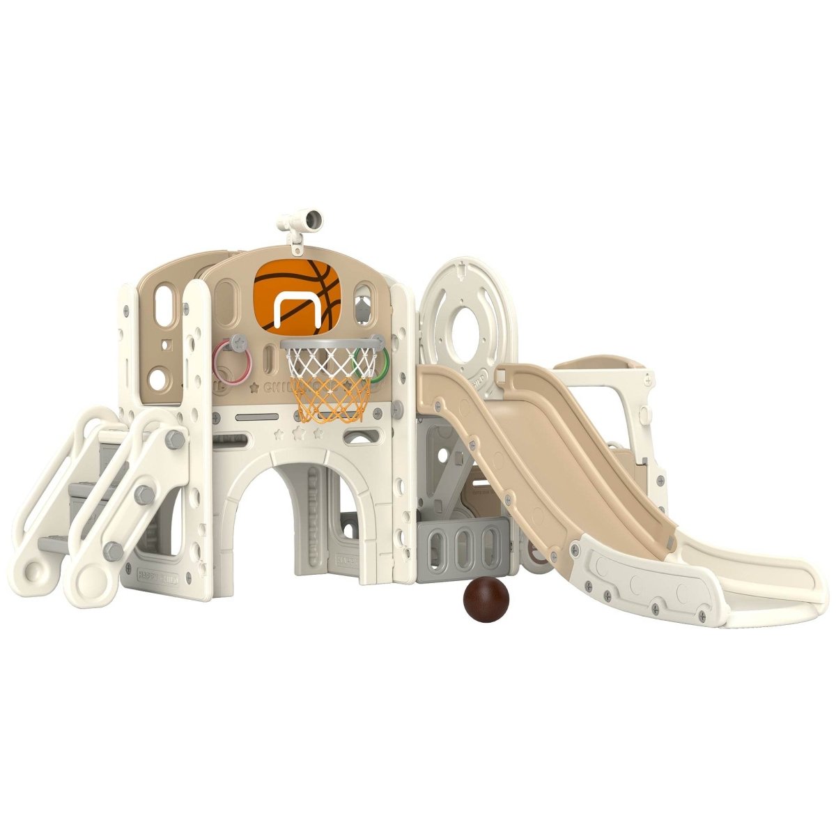 9 - In - 1 Indoor Kids Slide With Climber Basketball Hoop - Serenova - Omega Lifestyles
