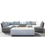 9 - Piece Outdoor Patio Seating Set With Fire Pit and Cushions - Serenova - Omega Lifestyles