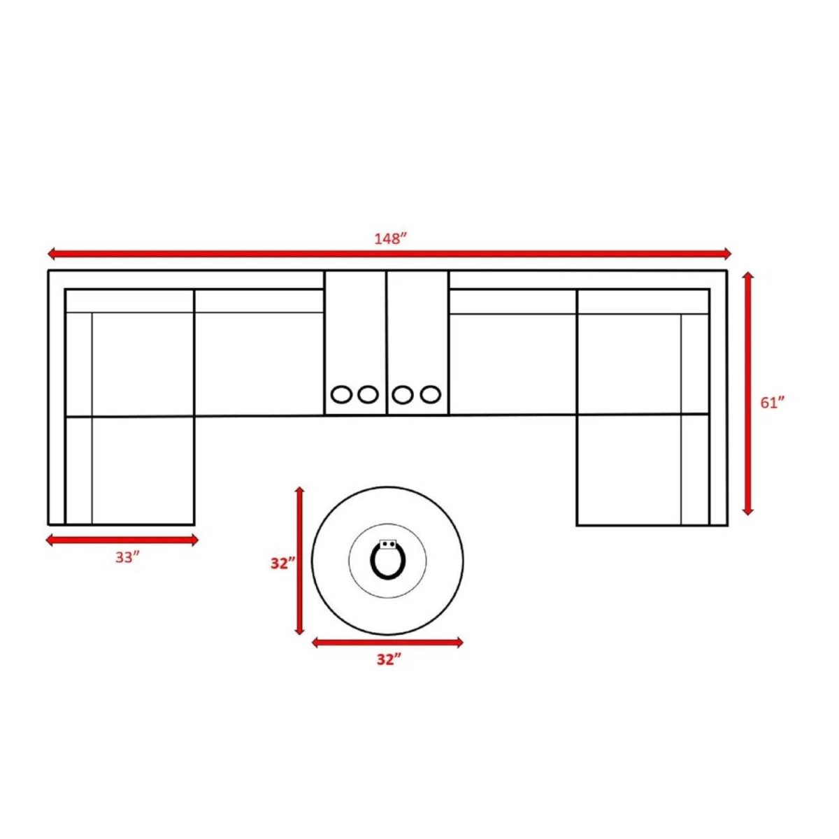 9 - Piece Outdoor Sectional Sofa Set With Cushions And Fire Pit - Serenova - Omega Lifestyles