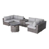 9 - Piece Outdoor Sectional Sofa Set With Cushions And Fire Pit - Serenova - Omega Lifestyles