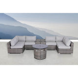 9 - Piece Outdoor Sectional Sofa Set With Cushions And Fire Pit - Serenova - Omega Lifestyles