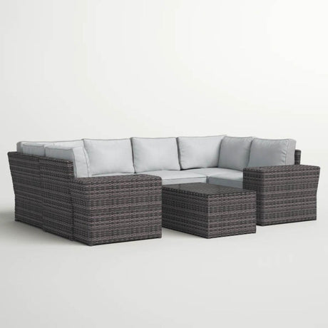 9 - Piece Outdoor Wicker Sofa Set With Cushions Fully Assembled - Serenova - Omega Lifestyles