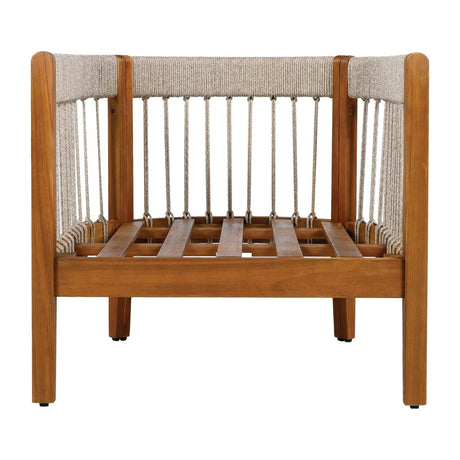 Acacia Wood Outdoor Club Chair With Handwoven Rope Accents - Sleep Galleria