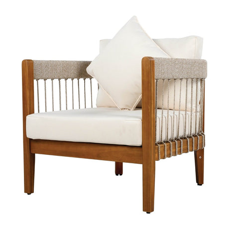 Acacia Wood Outdoor Club Chair With Handwoven Rope Accents - Sleep Galleria