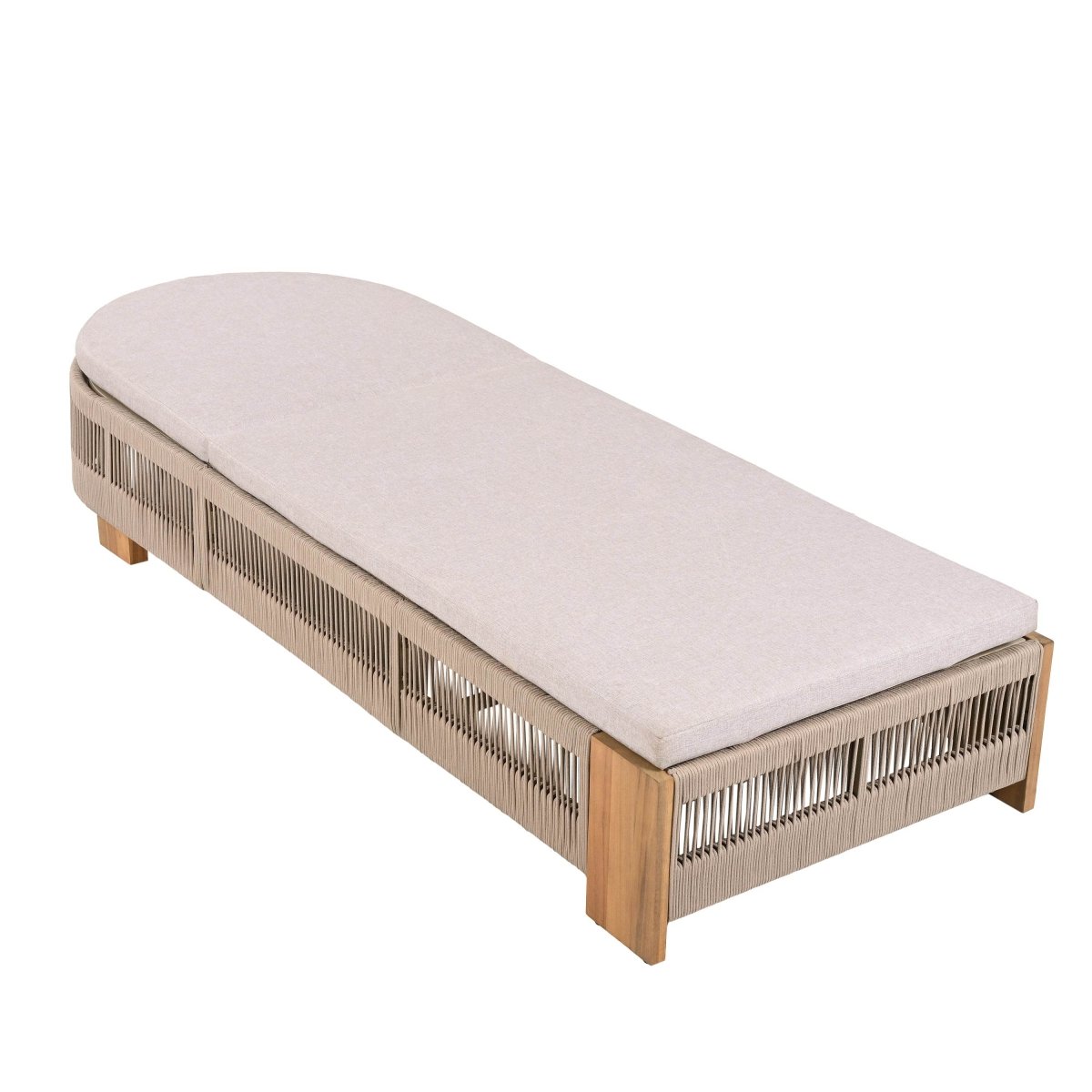 Adjustable Acacia Wood Outdoor Chaise Lounge With Cushion - Omega Lifestyles