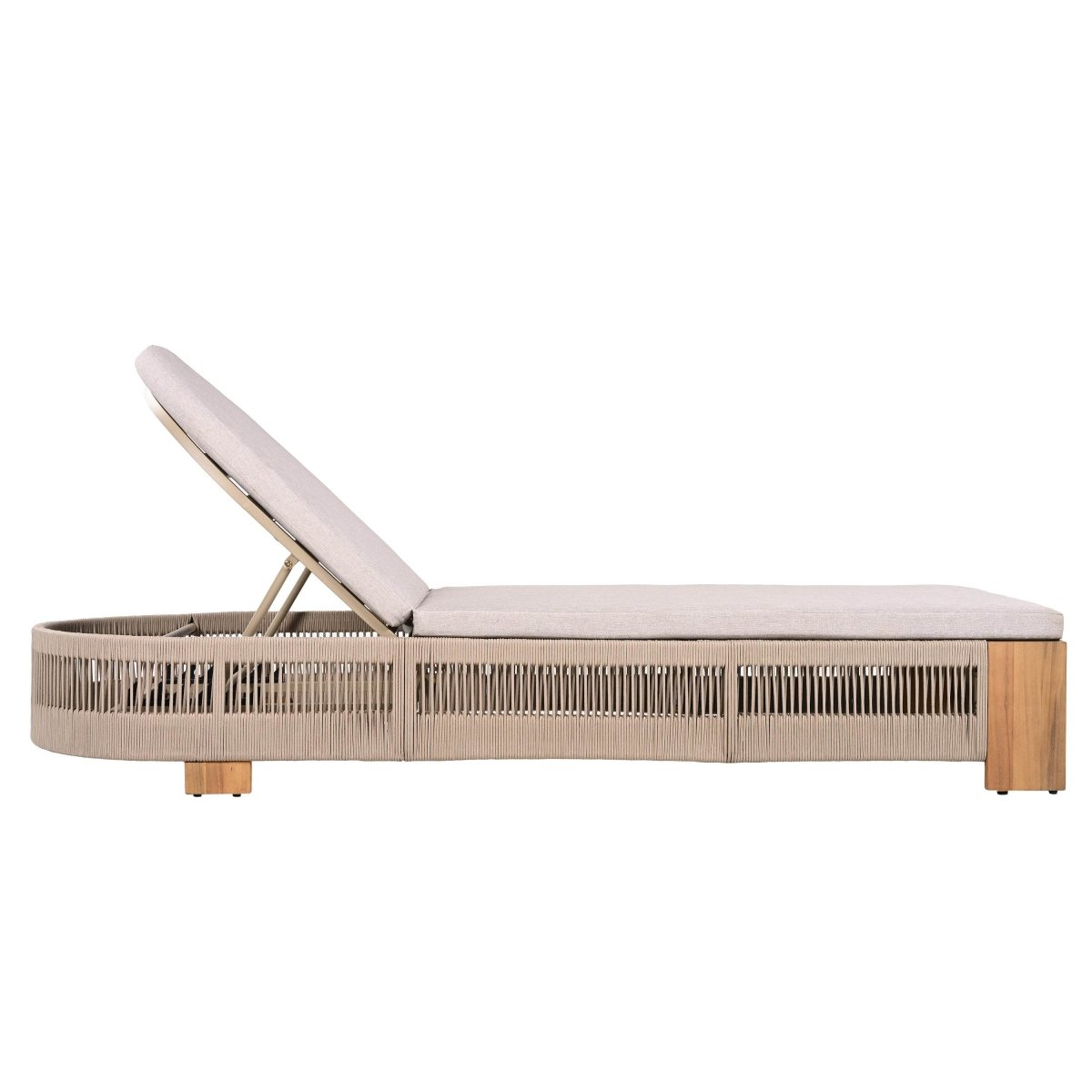 Adjustable Acacia Wood Outdoor Chaise Lounge With Cushion - Omega Lifestyles