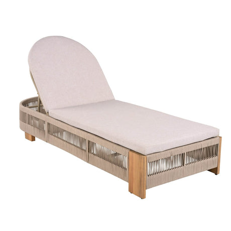 Adjustable Acacia Wood Outdoor Chaise Lounge With Cushion - Omega Lifestyles