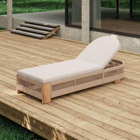 Adjustable Acacia Wood Outdoor Chaise Lounge With Cushion - Omega Lifestyles