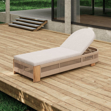 Adjustable Acacia Wood Outdoor Chaise Lounge With Cushion - Omega Lifestyles