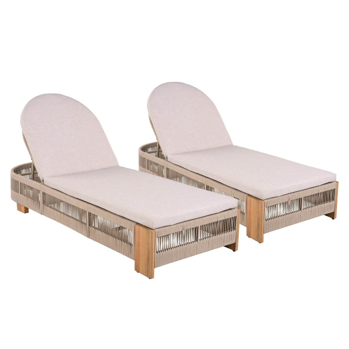 Adjustable Acacia Wood Outdoor Chaise Lounge With Cushion - Omega Lifestyles