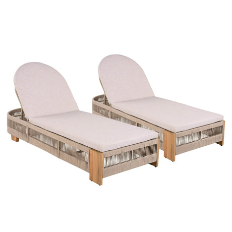 Adjustable Acacia Wood Outdoor Chaise Lounge With Cushion - Omega Lifestyles