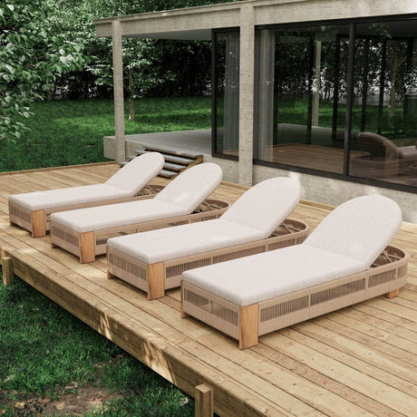 Adjustable Acacia Wood Outdoor Chaise Lounge With Cushion - Omega Lifestyles