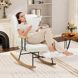 Adjustable Recliner Teddy Fabric Rocking Chair With Footrest - Omega Lifestyles