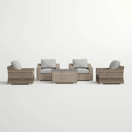 All Weather Wicker 5 - Piece Outdoor Sectional Seating Group - Serenova - Omega Lifestyles