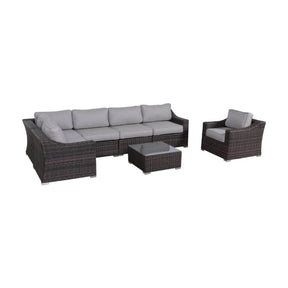 All-Weather Wicker 5-Seat Outdoor Sectional Conversation Set - Omega Lifestyles
