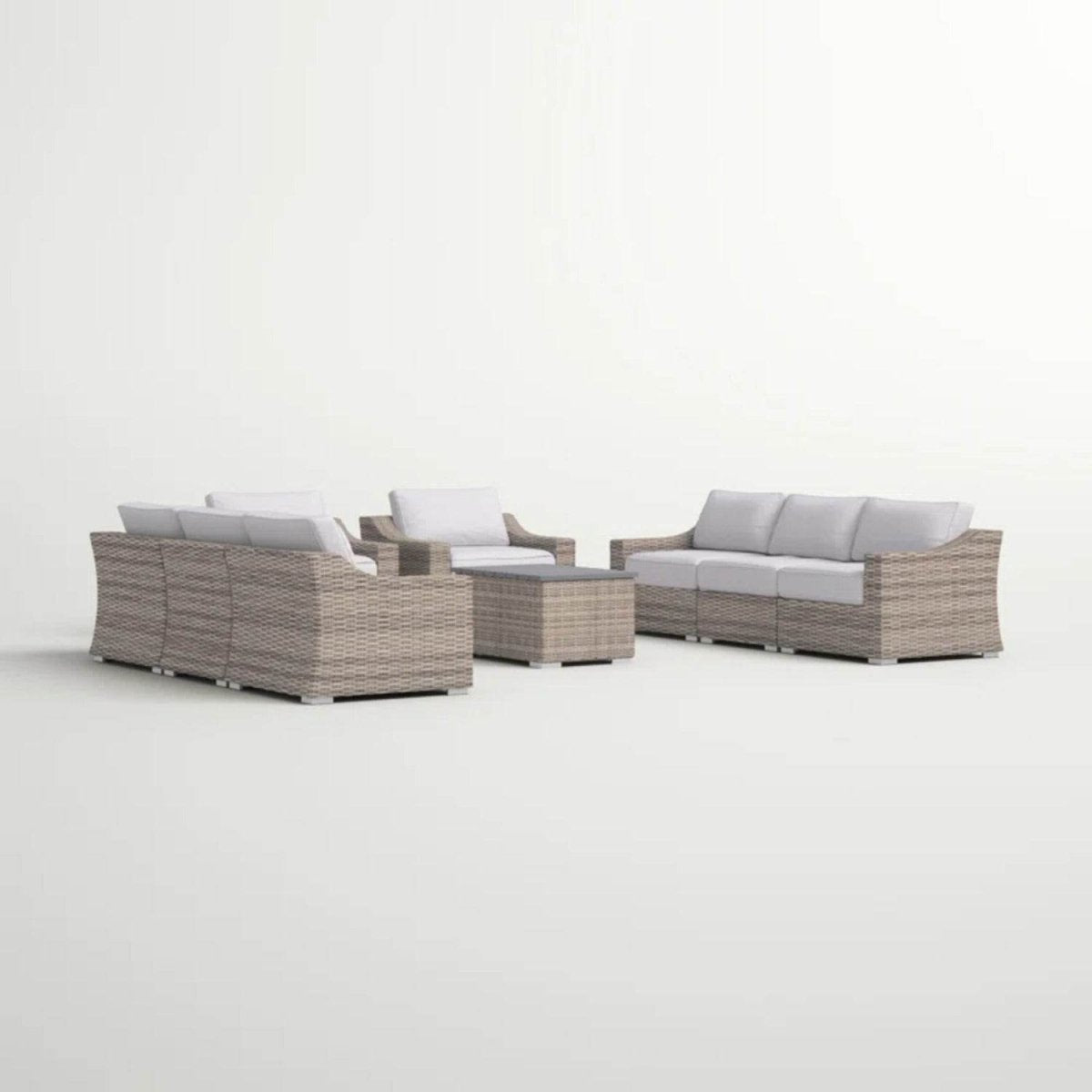 All - Weather Wicker 9 - Piece Modular Patio Sectional Set - Serenova - Omega Lifestyles