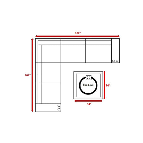 All - Weather Wicker Patio Sectional Seating Set with Fire Pit - Serenova - Omega Lifestyles