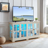 Antique White LED Glass Display Cabinet With Adjustable Shelves - Omega Lifestyles