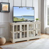 Antique White LED Glass Display Cabinet With Adjustable Shelves - Omega Lifestyles