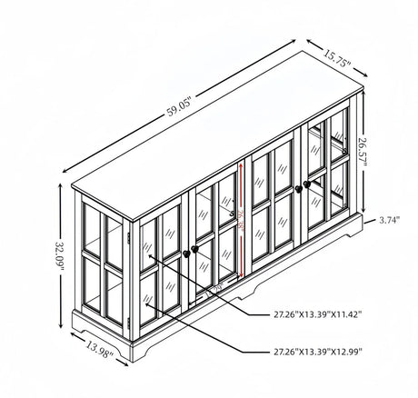 Antique White LED Glass Display Cabinet With Adjustable Shelves - Omega Lifestyles