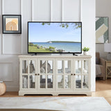 Antique White LED Glass Display Cabinet With Adjustable Shelves - Omega Lifestyles