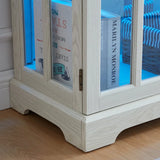 Antique White LED Glass Display Cabinet With Adjustable Shelves - Omega Lifestyles