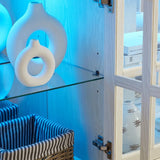 Antique White LED Glass Display Cabinet With Adjustable Shelves - Omega Lifestyles