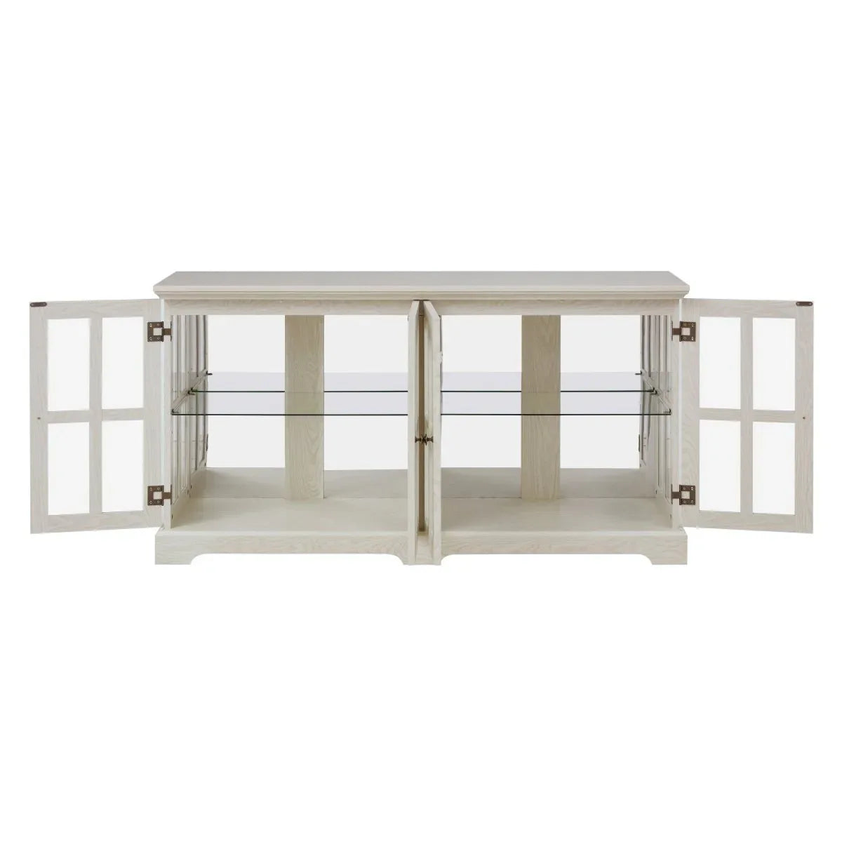 Antique White LED Glass Display Cabinet With Adjustable Shelves - Omega Lifestyles