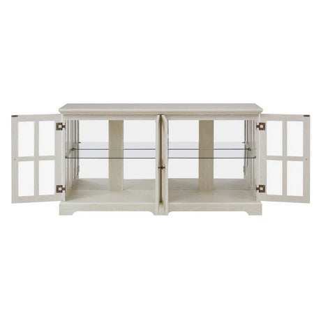 Antique White LED Glass Display Cabinet With Adjustable Shelves - Omega Lifestyles