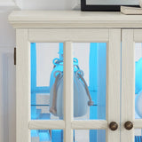 Antique White LED Glass Display Cabinet With Adjustable Shelves - Omega Lifestyles