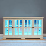 Antique White LED Glass Display Cabinet With Adjustable Shelves - Omega Lifestyles