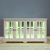 Antique White LED Glass Display Cabinet With Adjustable Shelves - Omega Lifestyles