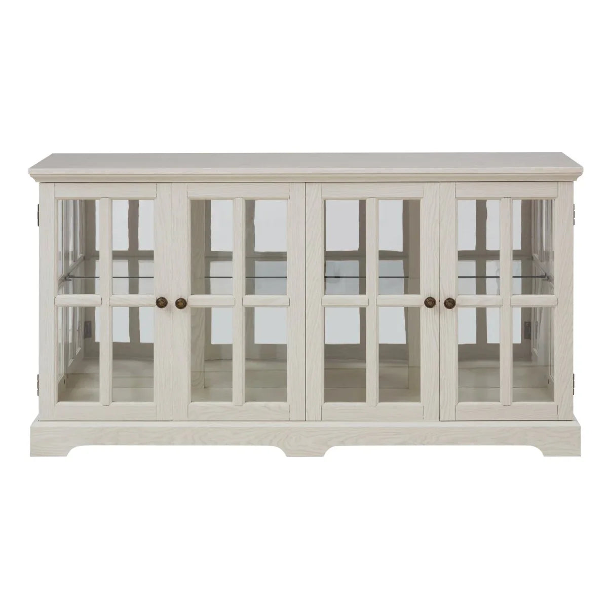 Antique White LED Glass Display Cabinet With Adjustable Shelves - Omega Lifestyles
