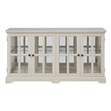 Antique White LED Glass Display Cabinet With Adjustable Shelves - Omega Lifestyles